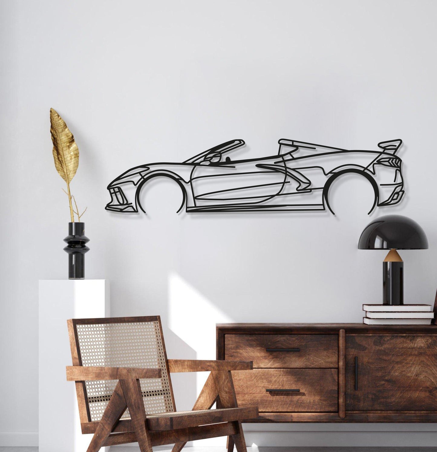 Corvette C8 Detailed Metal Car Wall Art